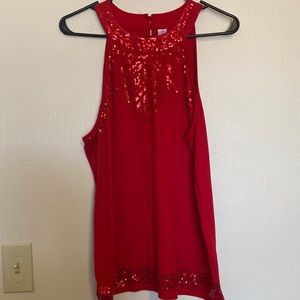 Red sequins top